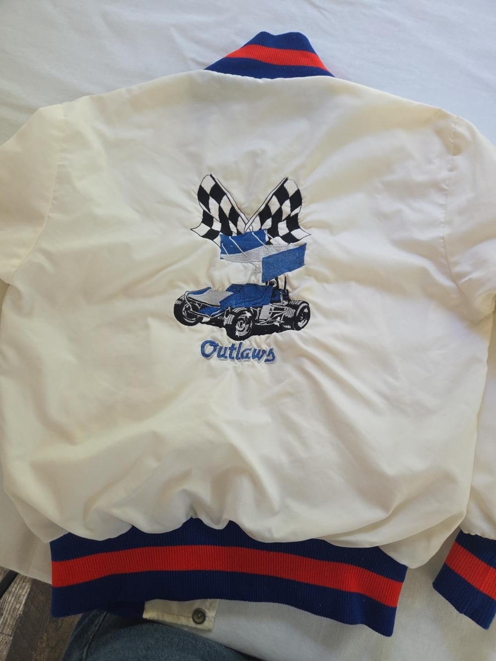 Vintage DeLONG Outlaws Sprint Car Racing Satin Jacket Made in USA Small